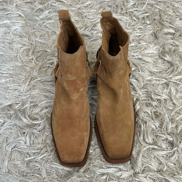 NWOB Sam Edelman Bellamie Suede Harness Western Ankle Boots in Camel Suede Sz 8 - Picture 5 of 11